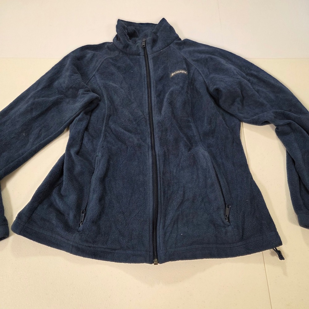 Columbia Womens Benton Springs Full Zip Fleece Jacket Navy Blue Large L